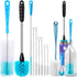 Holikme Tube Straw Brush Cleaning Set, Long Handle Bottle Cleaner for Narrow Neck Beer Bottles, Wine Decanter, Azul