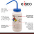 EISCO Wash Bottle for Sodium Hypochlorite (Bleach), 1000ml - Color Coded Chemical & Safety Information