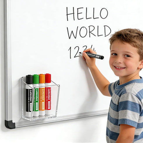 8+ Acrylic Whiteboard Marker Holder, Magnetic or Adhesive Mount Marker Organizer for Fridge, Classroom and Office