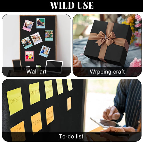 Black Bulletin Board Roll, Reusable Waterproof Erasable, Fade Resistant Non-woven Fabric for Classroom Decor, Wrapping