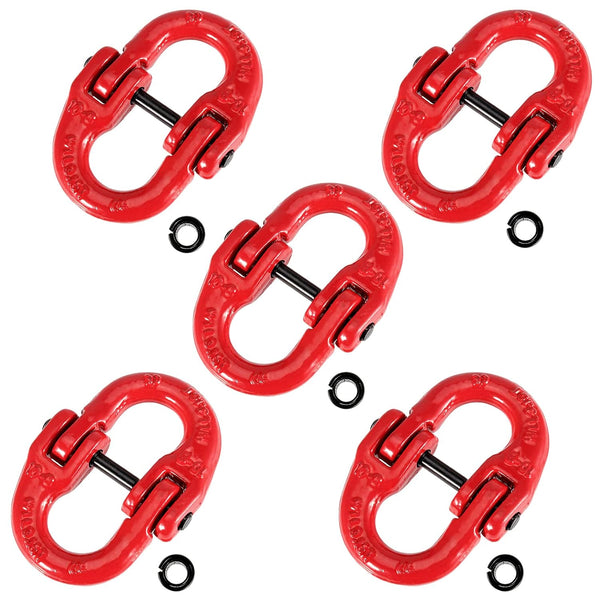 JOIKIT 5 Pack 3/8 Inch Coupling Link, Grade 80 Alloy Steel Hammer Lock Chain Connector, 7100 Lbs Working Load