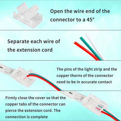 HOMELYLIFE 10 Pcs 3 Pin LED Strip Connector Solderless with 16.4ft Extension Cable for 10mm Wide WS2811 WS2812 WS2812B