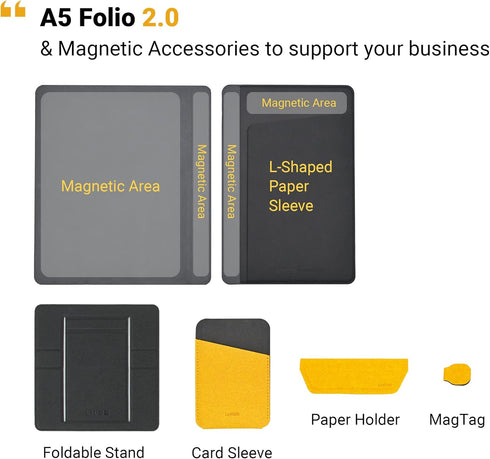 LHiDS A5 Folio 2.0 with Stand - Business Portfolio Resume, 3-in-1 Padfolio, Notebook Cover, Clipboard (Black)
