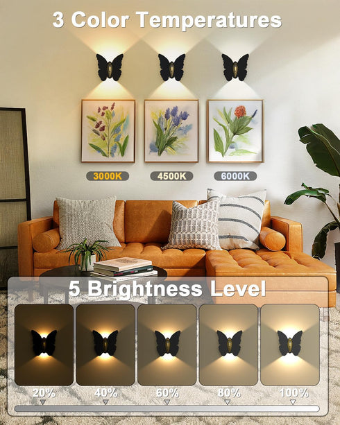 Set 2: 5000mAh Closet Eneru Battery Operated Wall Sconce of Rechargeable Motion Sensor Night Light Wireless Wall