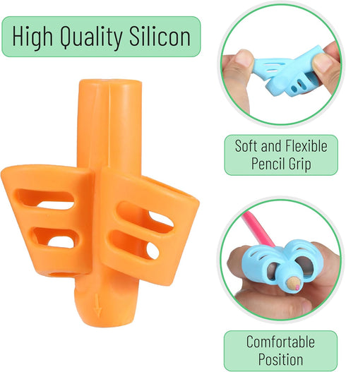 4 Pack 4 Mr. Pen- Pencil Grips for Kids Handwriting, with Clips, Pencil Grips