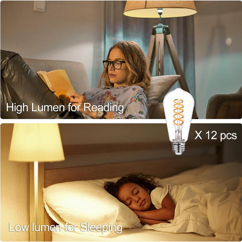 Tiadio 4-Pack Bulbs 60W ST58/ST19 6W E26 Dimmable Bulbs, 2700K Bulb, Bulb Vintage LED Edison Equivalent- Light Filament
