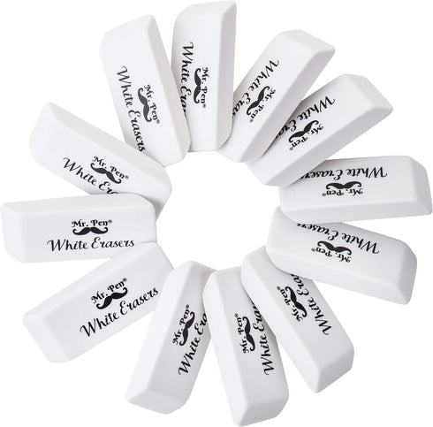 Mr. Pen Erasers - 24 Pack White Pencil Erasers for School, Large Block Erasers