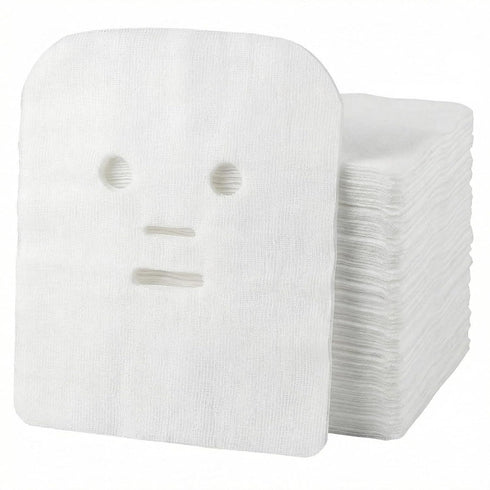 OHEETU 100PCS White Pre-Cut Gauze Face Masks Soft Net Facial Pads DIY Skin