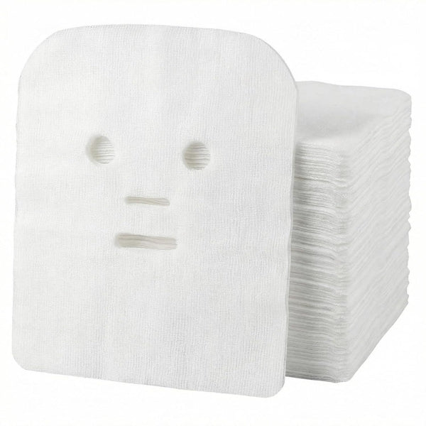 OHEETU 100PCS White Pre-Cut Gauze Face Masks Soft Net Facial Pads DIY Skin