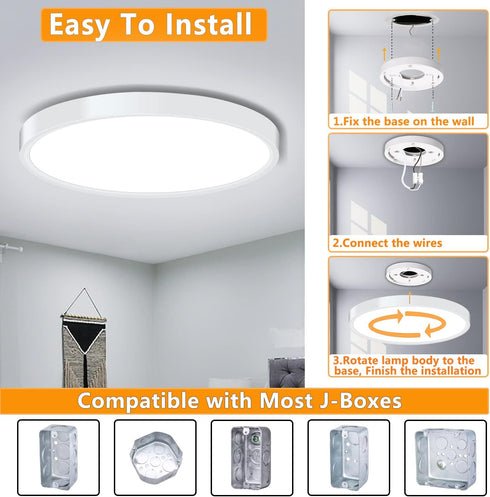 9inch 18W 5000K, Closet LED Ceiling Light Fixture Flush Mount, Modern LED Ceiling Light, Low Profile Slim Flat Surface