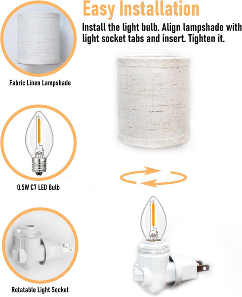 2-Pack Vintage Plug in Night Light with On Off Switch, Replaceable Blub LED Night Lights Plug into Wall Socket, Bright