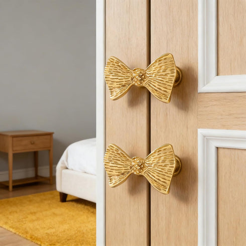 Generic Unique Drawer Pulls Brass Dressers Knob Cupboard Handle Modern Furniture Handle Bowknot Shape Bedside Cabinet