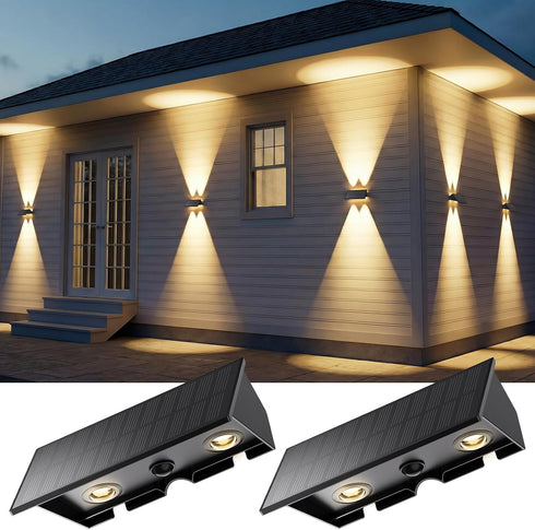 2PACK Solar Sconce Lights Outdoor,3000/4000/6000K 3 Modes Up and Down Solar Wall