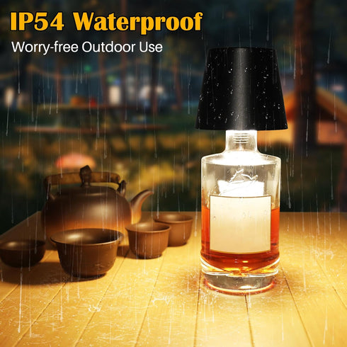 2PCS 3 Dimming, Wireless Bottle Lamp,Metal Wine Bottle Light with Color Light Waterproof Bottle Touch Lamp Head