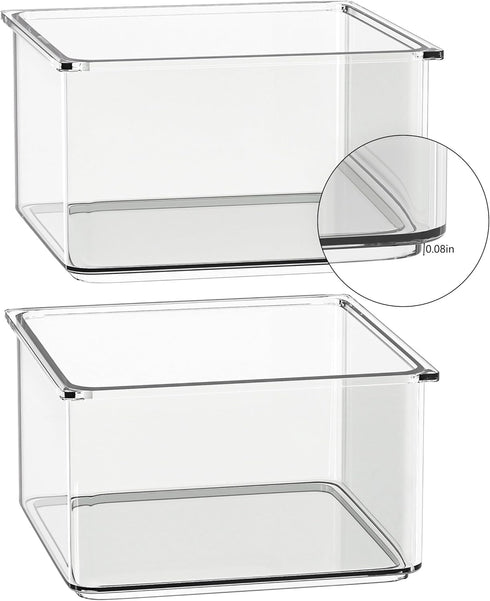 Hudgan 24 PCS Clear Plastic Drawer Organizer Set, Stackable Square Vanity Organizers for Makeup, Bathroom, Office Desk