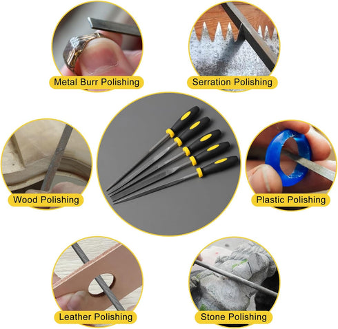 Mini Metal Needle File Set, 5pcs Small Hand Files for Detail Work, Hardened Alloy Steel Tools