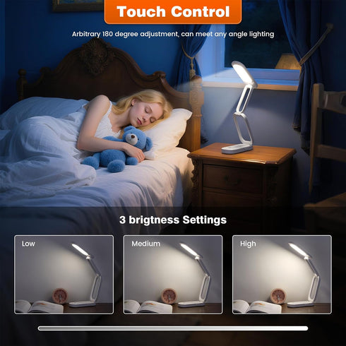 Frog department store 3 180 Foldable LED Desk Lamp, Rechargeable Battery Operated Portable Light with Brightness