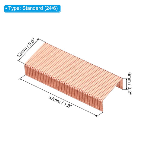 PATIKIL 24/6 Staples, 2000 Pcs 50/Strip Standard Size Jam Free Sharp Chisel Point Stapler Refill for Desktop Stapler Home Office, Rose Gold