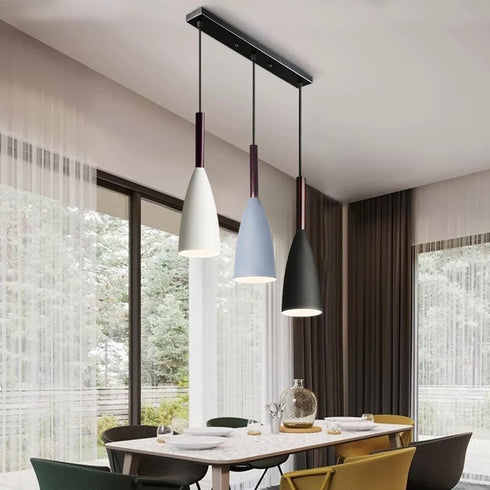3 3 Bulbs, Kitchen Island Light Kit, Modern Industrial Metal Pendant Light with Warm White Adjustable Hanging Cords