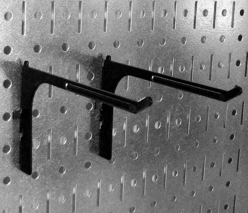 Wall Control Slotted Metal Pegboard Hooks Pair - 6in Reach Extended Hook - Black for Pegboard and Tool Board