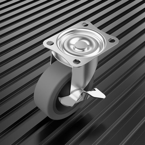 3 Inch Set 4, Caster Wheels, Casters of Heavy Duty Caster with Brake, Locking Castors with Rubber WheelPlate Swivel