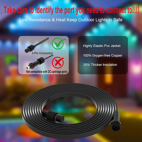 SIWBSYDD 32FT H705A H705B H705C H706A H706B H706C, IP68 Extension Cable Kit for Govee Permanent Outdoor