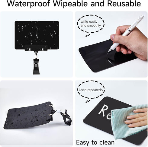 ZHENGMAI 30 Pack Mini Plastic Chalkboard Sign with Clip, Double Sided Rotating Reuse Price Signs for Business Retail