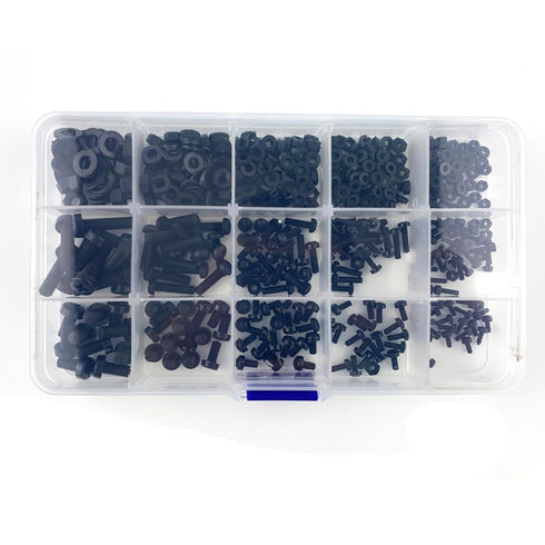 Readytosky M2 M2.5 M3 M4 M5 Nylon Screws Metric Machine Pan Round Head Plastic Screw Nut Bolt Assortment Kit, 510PCS