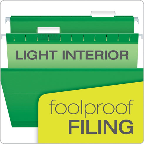 Pendaflex Reinforced Hanging Folders, Legal Size, Bright Green, 25/BX
