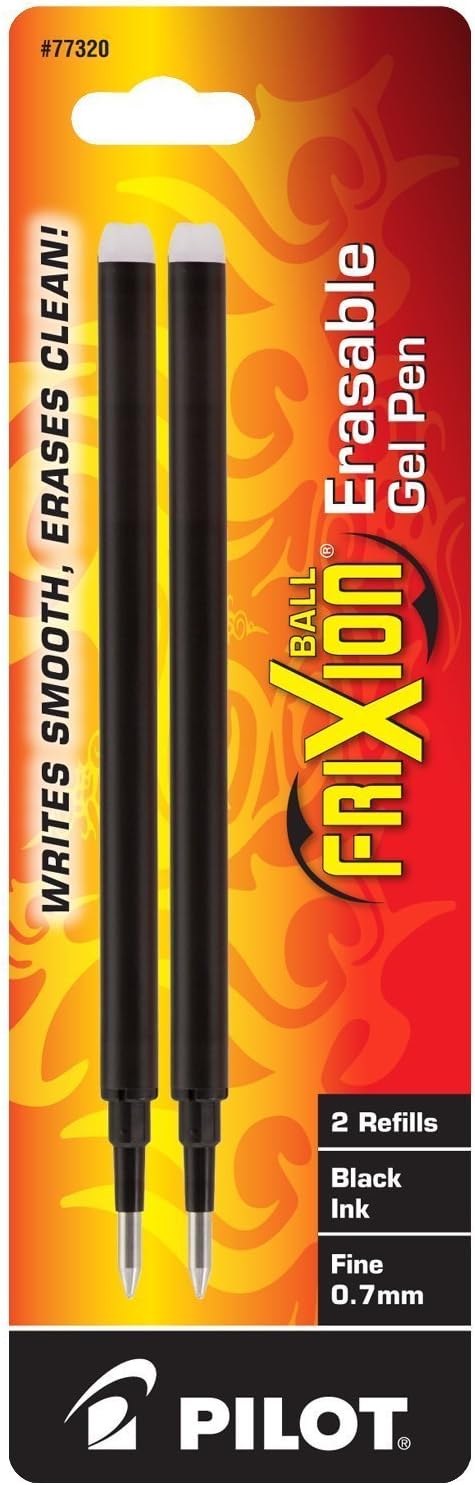 PILOT FriXion Gel Ink Refills for Erasable Pens, Fine Point, Black Ink, 2-Pack