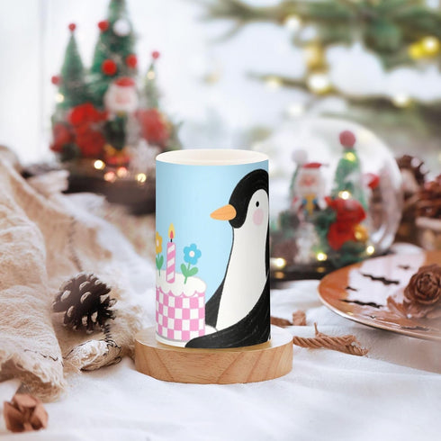 siphylline Set 2-Piecing Set Happy Birthday Penguin Blue LED Candles with Remote Control Bright Candles Party Decor