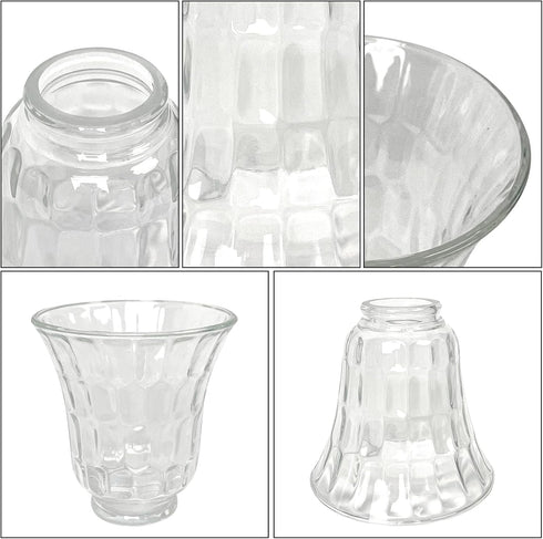 Set 4, Hammered HonoDing Ceiling Lamp Replacement Shade of Glass Bell Ceiling Fan Light Covers, Clear Glass Lamp Shade