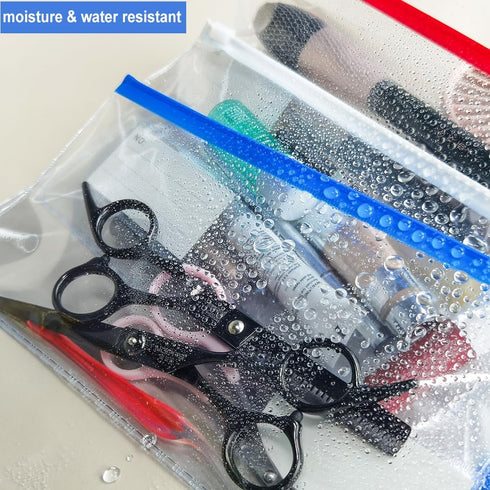 Small Zipper Plastic Envelopes - BOPART 30Pcs Clear Pencil Pouch with Label Pocket - 9x4.7 Inches