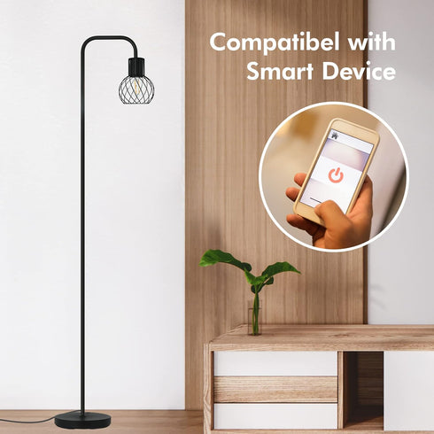 6W Bulb, Industrial Floor Lamp, LED Standing Lamp Modern with LED Foot Switch, Metal Tall Lamps for Living Room