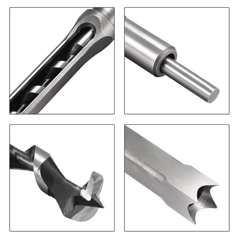 uxcell 15mm x 215mm Square Hole Drill Bits for Wood, Mortising Chisel Bit Auger Cutter Tool for Carpentry