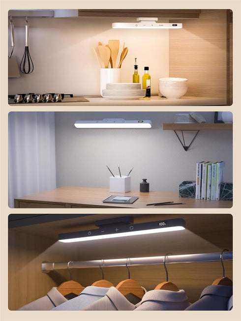 Generic Touch Table Lamp Magnetic Desk Lamp Bulit for Reading Cabinet Mirror Bedside Rechargeable Night Lights(White)