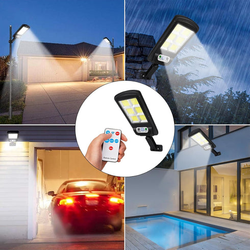 4 Pack 120 3 NUNET LED Solar Security Lights Outdoor, Motion Sensor with Remote Control, Modes Weatherproof, Dusk