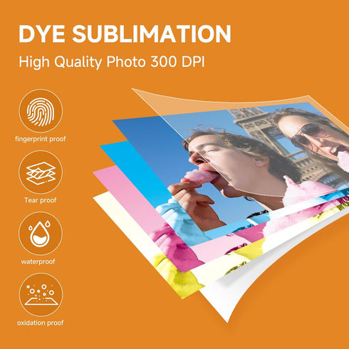 4x6" 54 1 CP4100/CP4000L/CP6000 Printer,4 HPRT Photo Paper Sheets & Ink Cartridges Refill, For HPRT Pass Dye