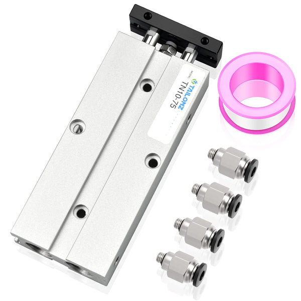 TAILONZ PNEUMATIC 10mm Bore 75mm Stroke Double-Rod Double-Acting Aluminum Pneumatic Air Cylinder