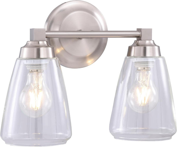 Aspen Creative 62732-09-2, Two-Light Metal Bathroom Vanity Wall Light Fixture, 13 3/8" Wide, Transitional