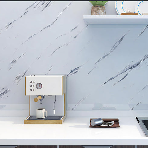 Glossy Marble Contact Paper White Peel and Stick Wallpaper Marble Wallpaper Self-Adhesive Removable 15.7 x78.7 Marble Contact Paper for Cabinets Vinyl Bathroom Waterproof Wallpaper by PeonyQueen
