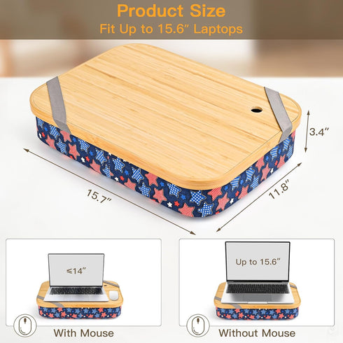 Mayjoy Bamboo Lap Desk with Storage, Cover Removable Lap Desk for Lap, Computer Laptop Stand on Lap, Work on Bed