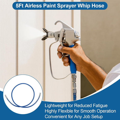 50FT 5FT 1/4" 8500 Airless Paint Sprayer Hose with Whip Hose, NPT High Pressure PSI Spray Hose, Flexible Reinforced
