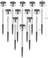 GIGALUMI Solar Pathway Lights, 12 Pack Stainless Steel Waterproof Auto On/Off Outdoor LED Landscape Lights (Warm White)