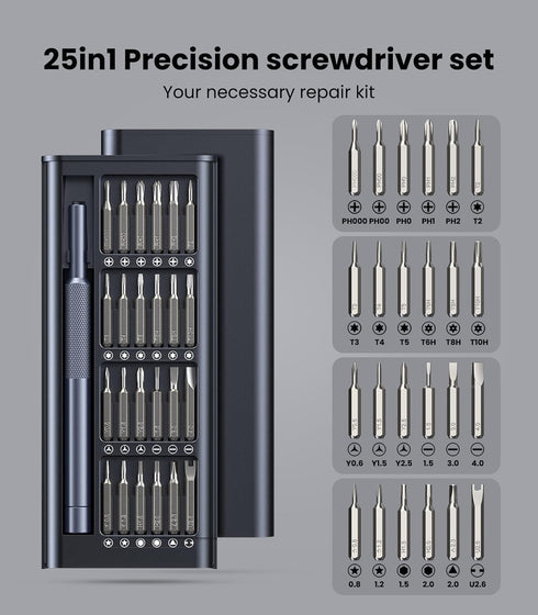 AXTH 25-in-1 Set, Small Precision Screwdriver Professional Magnetic Mini Repair Tool Kit for Phone, Computer, Watch