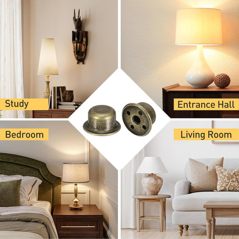 2Pcs 0.5" 1/4-27 uxcell Tall Lamp Finials Bronze, Thread Lamp Cap Knob Decoration Screw Cap Nuts with Cleaning Cloth