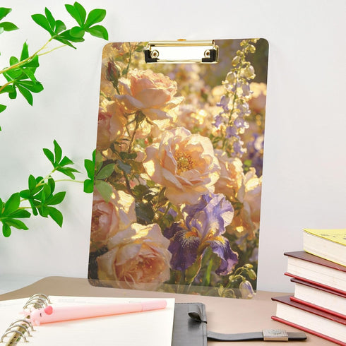 Yuiboo 9 12 Warm Tone Rose & Sunflower Bouquet Paper Clip Board Hard Board for Coaches Medical Classroom Size x