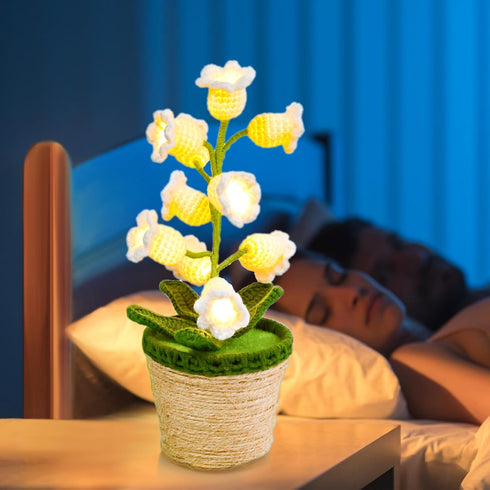 QUELIEN Crochet Flower Lamp,Lily of The Valley Lamp,Crochet Gifts for Women Mom Girlfriend,Unique Gift for Birthday