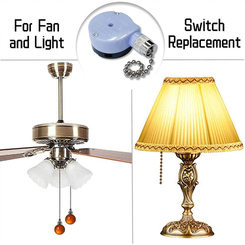 Aginkgo 3PCS ZE-228S 2 Zing Ear Brass Pull Chain Speed Ceiling Fan Switch Replacement or Ceiling Fan Light, Wall Lamps