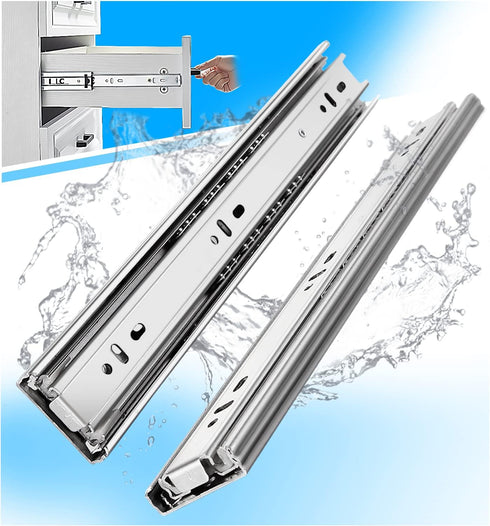 YENUO Stainless Steel Full Extension Drawer Slides | Side Mount 10-24 Inch | Heavy Duty 100 lbs (1 Pair, 10 Inch)